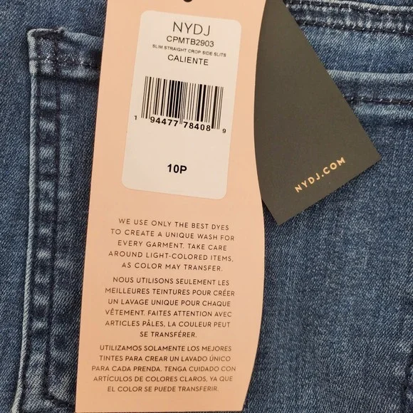 NYDJ Curves 360 Womens 10P Slim Straight Crop Jeans Caliente Dark Wash Denim - Picture 8 of 10